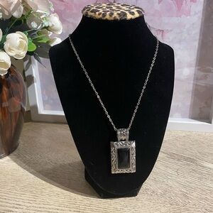 Ornate Silver Tone Pendant Necklace